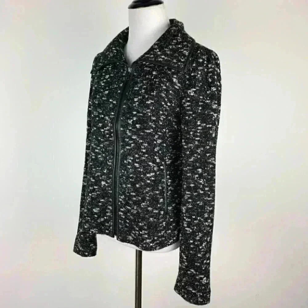 Ann Taylor jacket size S black white zip down - Picture 9 of 12